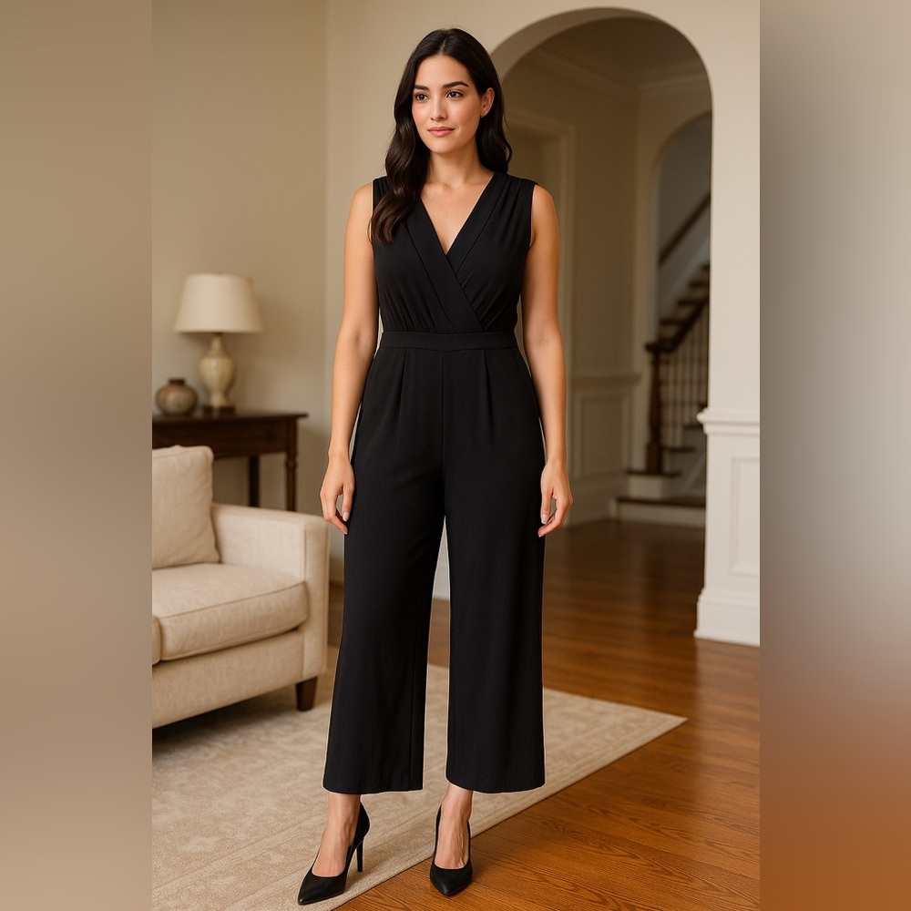 Vince Camuto Black Sleeveless Wide-Leg Jumpsuit – Size L